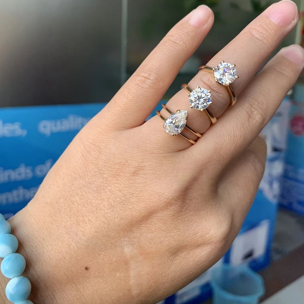 Shop Our 18K Solid Yellow Gold Ring with Carat Moissanite