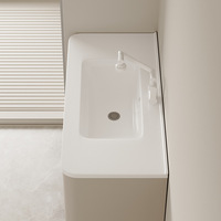Meuble de salle de bain mural de luxe 60 cm couleur noyer, style médiéval, avec double tiroir, vasque en céramique intégrée, miroir et structure en aluminium