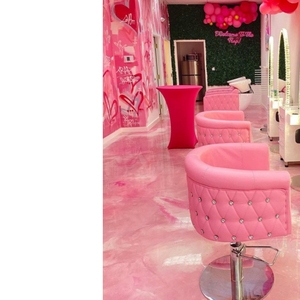 Ladies Hair <strong>Salon</strong> Furniture Package <strong>pink</strong> <strong>Salon</strong> Chair and Mirror Set - Product Image 4