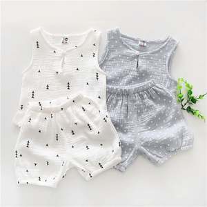 Vêtements de boutique en gros pour bébés, ensemble de vêtements d'été sans manches, importés de Chine - Product Image 1