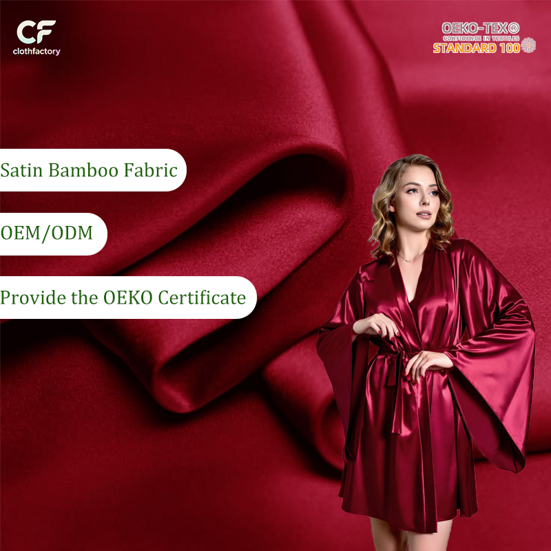 Wholesale Silky Smooth Woven Satin 100% Bamboo Viscose Fabric Eco-Friendly Medium Weight Bamboo Satin Cloth for Girls Boys