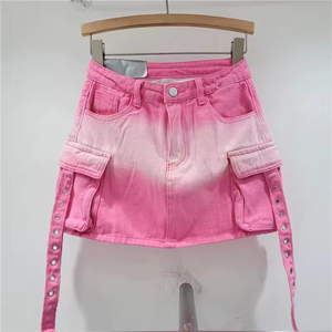 Women's 2026 Summer New Workwear Denim Skirt High Waist Slim <b>Sweet</b> Spicy A-line <b>Wrapped</b> Hip Short Skirt - Product Image 4