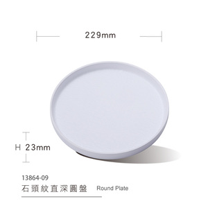 Plato Redondo de Melamina 100% con Diseño de Lujo, Textura de Piedra Mate, 9 Pulgadas, Apilable, para Servir Comida en Restaurantes y Cafés, en Blanco y Negro - Product Image 2