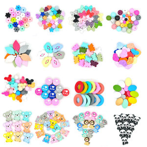Cl <b>Silicone</b> Teethers Macaron Color Bows <b>Beaded</b> Bows Diy Jewelry For Babies More Than 3 Months - Product Image 1