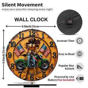 Round Wooden Wall <b>Clock</b> 25x25Cm Natural Wood Grain Silent Non Ticking Home Farmhouse Decor - Product Image 2