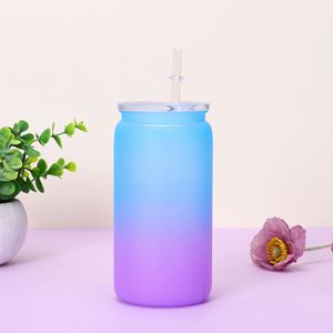 Bouteille portable anti-fuite en plastique de 16 oz, type Mason Jar, à double paroi avec paille et sangle, idéale pour la randonnée, la plage et les pique-niques - Product Image 1