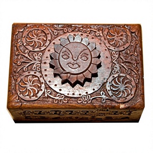 Hand-Carved Wooden Sun Jewelry <b>Box</b> Elegant Sun Motif Design with Intricate Detailing Rustic Keepsake <b>Box</b> for Rings - Product Image 1