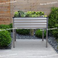 Canteiro Elevado Moderno Prata Galvanizado com Pintura Eletrostática, Pernas Metálicas Grandes, Caixa de Plantio Elevada para Jardim e Pátio