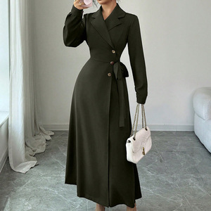 <span class=keywords><strong>Robe</strong></span> <span class=keywords><strong>longue</strong></span> à manches longues en polyester style anglais pour femmes européennes et américaines, automne/<span class=keywords><strong>hiver</strong></span> - Product Image 5