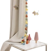 Rideaux de chambre d'enfant style crème, brodés de dessins animés, double couche occultante et voilée, sur mesure pour chambre et fenêtre en baie