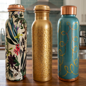 BS International NA91 2026 Collection Moderne Ensemble de Designers Trois Bouteilles Personnalisées en Cuivre Écologique 500ml Qualité Alimentaire 100% avec Couvercle - Product Image 1