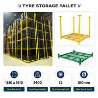 Étagère à pneus pliable en acier Q235 de qualité commerciale JX, revêtement en poudre, empilable, pour stockage en atelier industriel