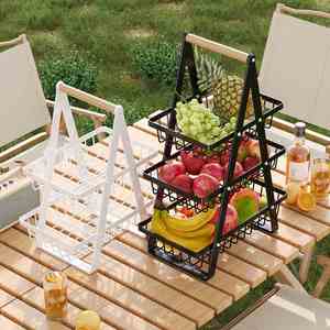 3-Tier Countertop Metal Fruit Bowle <b>Basket</b> for Fruits <b>Vegetable</b> Snacks, Detachable Rectangle <b>Storage</b> <b>Basket</b> for Outdoor Picnic - Product Image 5