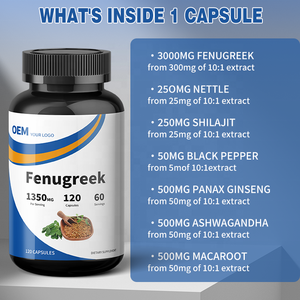 OEM Private Label Organic Vegan Fenugreek Capsules Fenugreek Extract Capsule Support Beneficial for <b>Menopause</b> Fenugreek Support - Product Image 2