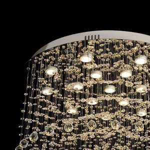 Lustre moderne long pour escalier, luminaire de plafond en cristal pour villa, salon, lustre long personnalisé pour hôtel à plafond haut - Product Image 5