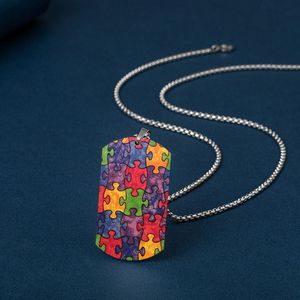 Collar con Placa de Identificación para Perro con Diseño Multicolor de MECYLIFE, Joyería de Acero Inoxidable para Concientización sobre el Autismo, Collar con Rompecabezas - Product Image 5