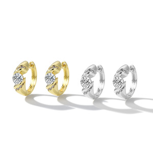 Huggie Earrings Zinc Alloy Claw Setting Diamond Zircon Animal Zodiac Horse Shape For Men And Women Pierced Ears - Product Image 1