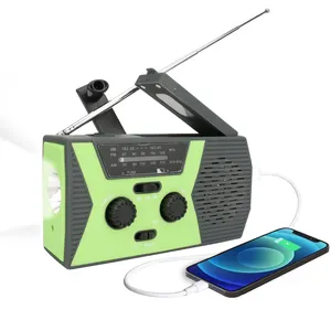 ABBREE IPX5 Waterproof Emergency Radio AM FM Hand Crank Battery Operated Solar Radio with LED Flashlight Desk Lamp SOS Alert