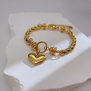 Nouvelle conception Ensemble de breloques en forme de cœur personnalisées pour la fabrication de bijoux Bracelet Couple à <span class=keywords><strong>distance</strong></span> Style classique Acier inoxydable Or <span class=keywords><strong>Cadeau</strong></span> - Product Image 4
