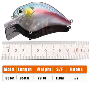 Leurre flottant Rock Fat de 9,5 cm et 29,7 g, grand <span class=keywords><strong>crankbait</strong></span> réaliste en acier inoxydable pour achigan avec hameçons - Product Image 3