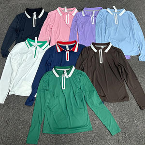 לוגו מותאם אישית חצי zip חולצת כושר ספורט שרוול ארוך פולו גולף באיכות גבוהה טניס שרוול פולו חולצה מלאה לנשים - Product Image 3