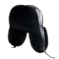 Gorro Ushanka Ruso de Invierno para Hombre, de Piel Auténtica de Zorro Plateado y Mapache, Impermeable, Tipo Bomber, para Viajes al Aire Libre y Pesca