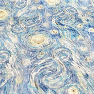 Tissu de lin en soie de lin français à motif de <span class=keywords><strong>nuit</strong></span> étoilée <span class=keywords><strong>bleu</strong></span> léger respirant le tissu de soie de mûrier - Product Image 5