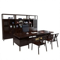 Bureau de direction moderne en bois massif Zen et ensemble de mobilier de poste de travail avec armoire de rangement Garantie cinq ans