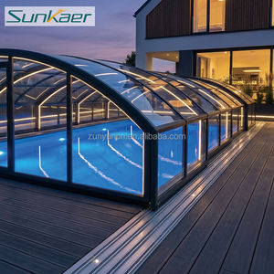 Sunaker <span class=keywords><strong>Véranda</strong></span> coulissante en aluminium motorisée pour extérieur, toit en verre <span class=keywords><strong>rétractable</strong></span> électrique, enclos de <span class=keywords><strong>piscine</strong></span> motorisé - Product Image 2