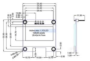 13inch Oled Display Lcd <strong>Module</strong> Resolution 128 64 SPI IC interface SH1106G driver - Product Image 2