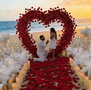 Arco Floreale a Forma di Cuore Fatto a Mano con Supporto, Sfondo di Rose Artificiali in Seta per Decorazioni di Matrimoni, San Valentino e Festa della Mamma - Product Image 1