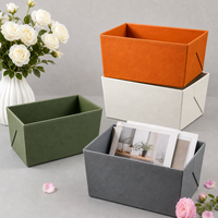 Cestino portaoggetti piccolo in similpelle PE, organizer per cassetti 21,4x12,4 cm, vassoio piatto per armadio e toeletta, OEM ODM