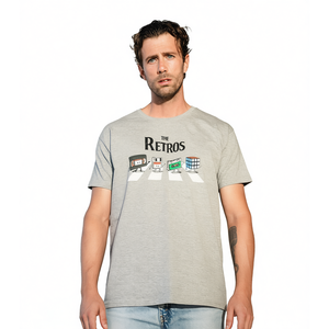T-shirt The Retros grigia da uomo, abbigliamento casual - Product Image 1