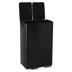 Couvercle à fermeture lente noir doux rester ouvert double deux poubelle à pédale à 2 compartiments peut fournisseur fabricant d'usine - Product Image 1