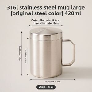 316L Stainless Steel Thickened Mug With Lid <b>Insulated</b> Coffee Water <b>Cup</b> High Quality for Home Office Daily Drinking Use - Product Image 6