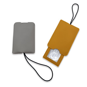Etiqueta de cuero para equipaje, doble capa, PU, resistente al agua, portátil, color sólido, accesorio de viaje - Product Image 3