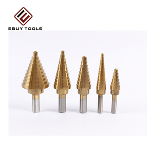Brocas escalonadas HSS con revestimiento <span class=keywords><strong>de</strong></span> titanio ámbar y vástago hexagonal en espiral para taladrar madera, metal y acero - Product Image 4