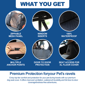 Funda de asiento de coche para perros de lujo con extensor, hamaca antideslizante para mascotas para protección de asiento trasero, ventana de malla transpirable y bolsillos de almacenamiento - Product Image 5