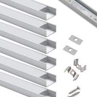 Perfil de aluminio en forma de U, luz Led lineal montada en superficie sin punto oscuro para perfil de tira Led, 14x7mm