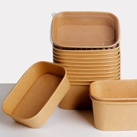 Bol en papier carré personnalisable, imperméable, résistant à l'huile, de qualité alimentaire, pour salade, en kraft, rectangulaire, gaufré, avec pelliculage mat, pour sushi
