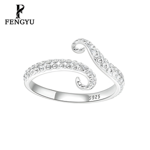 Anillo de Pulpo Ajustable de Moda para Mujer, Plata de Ley 925, Anillos Minimalistas con Diseño Oceánico, Joyería Fina de Diseñador Personalizada, Venta al Por Mayor - Product Image 5
