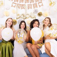 HKH – décorations de fête prénatale à thème blanc doré pour fille