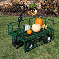 Chariot de jardin robuste en acier, capacité 900 lb, pour extérieur, chariot à benne basculante pour pelouse et jardin, en maille