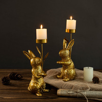 Bougeoir en résine lapin de Pâques-Décoration de table pour salon et salle à manger