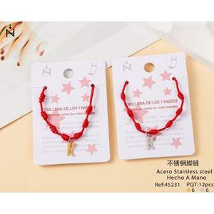 Tobillera de acero inoxidable con siete nudos y letra K, joyería de moda para mujer - Product Image 1