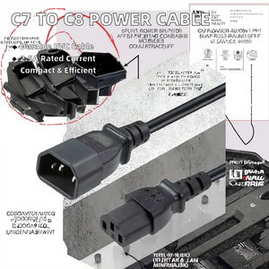Cable de Extensión Adaptador de Corriente para Electrodomésticos, IEC 320, 2 Pines, C7 Hembra a C8 Macho, Figura 8, 0.3m, 2.5A - Product Image 2