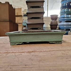 <span class=keywords><strong>Pot</strong></span> à bonsaï <span class=keywords><strong>rectangulaire</strong></span> émaillé avec forme de pied de nuage, uniforme d'émeraude, <span class=keywords><strong>pot</strong></span> à bonsaï Yixing - Product Image 1
