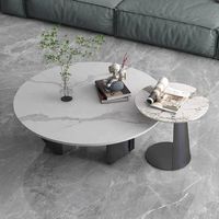 Luxuriöses Design Couchtisch-Set Moderne Wohnzimmermöbel Runder Marmor Edelstahl Beistelltisch