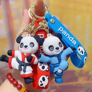Cartoon Kung Fu Panda Keychain <strong>Funky</strong> Taekwondo Panda Doll Pendant Car Bag Keychain for Doll Machine <strong>Gift</strong> - Product Image 2