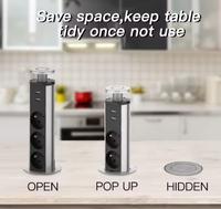 Multiprise escamotable standard FR avec trou de 80 mm, prise de bureau encastrée rétractable avec USB, idéale pour la maison et le bureau